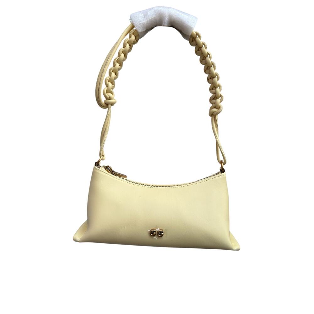NWT Cult Gaia Osa Leather Shoulder Bag Buttercream Braided Strap with Dust Bag